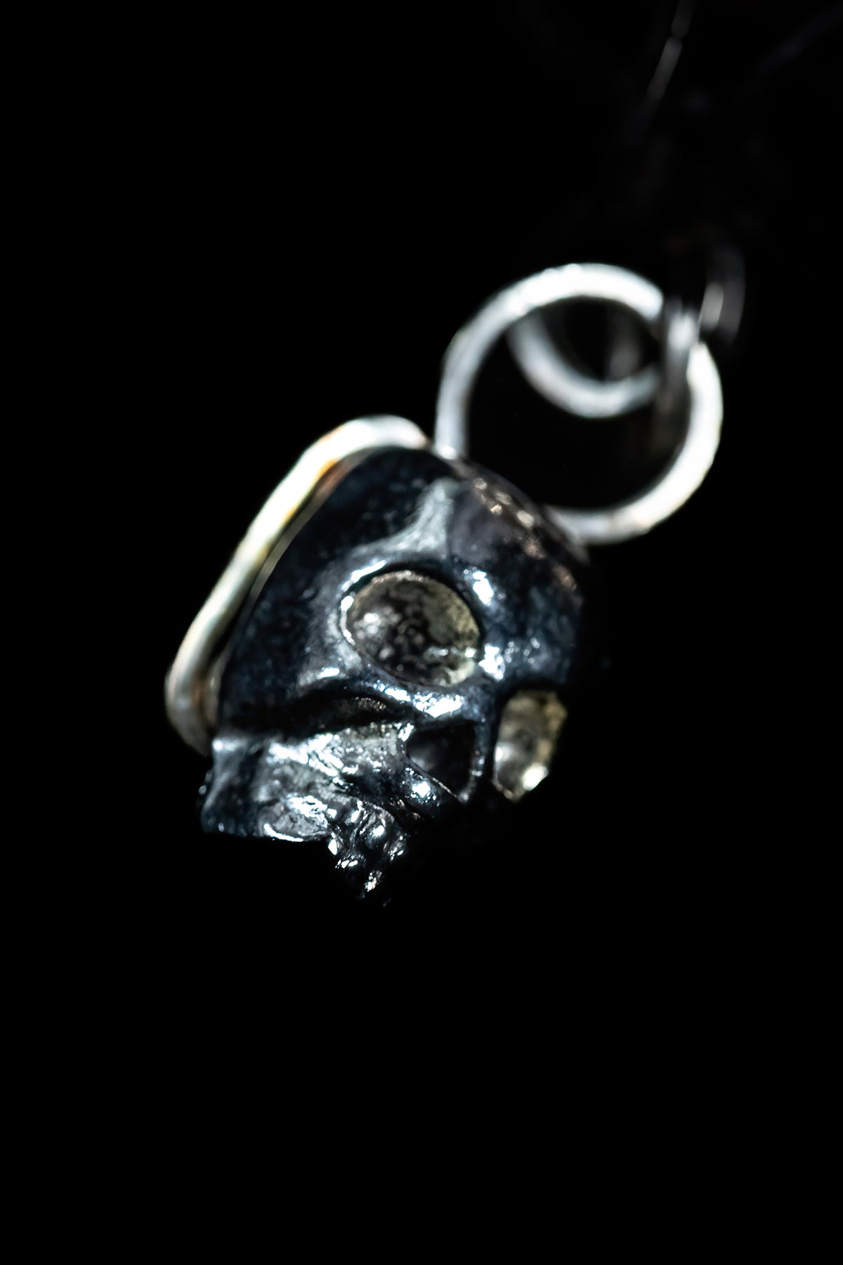 Dinosaur Gem Bone in .925 Sterling Silver with Stainless Steel Skull Accent