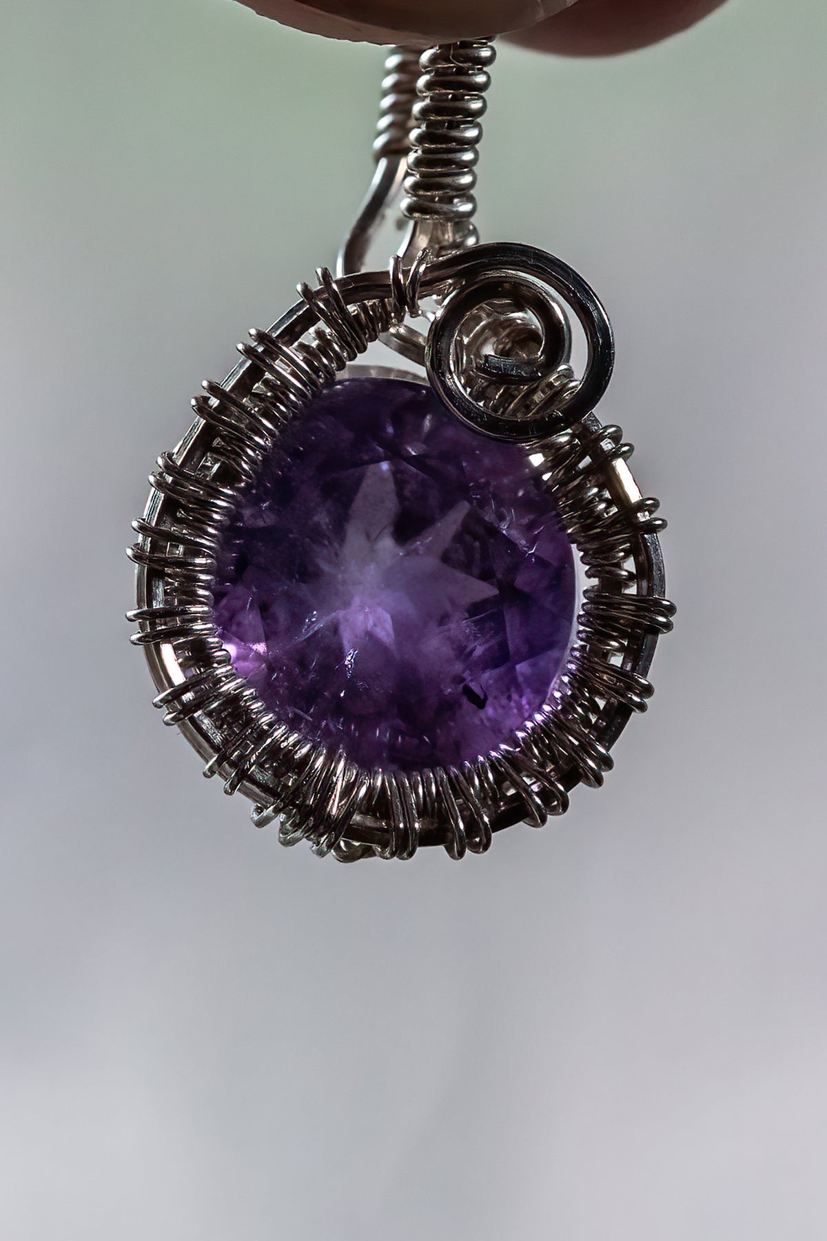Spider Cut Amethyst Mini Pendant in Sterling Silver