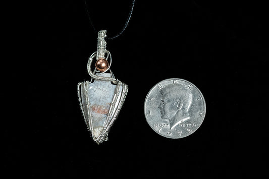 Indonesian Fossil Arrow with Copper Bead Accent in Sterling Silver
