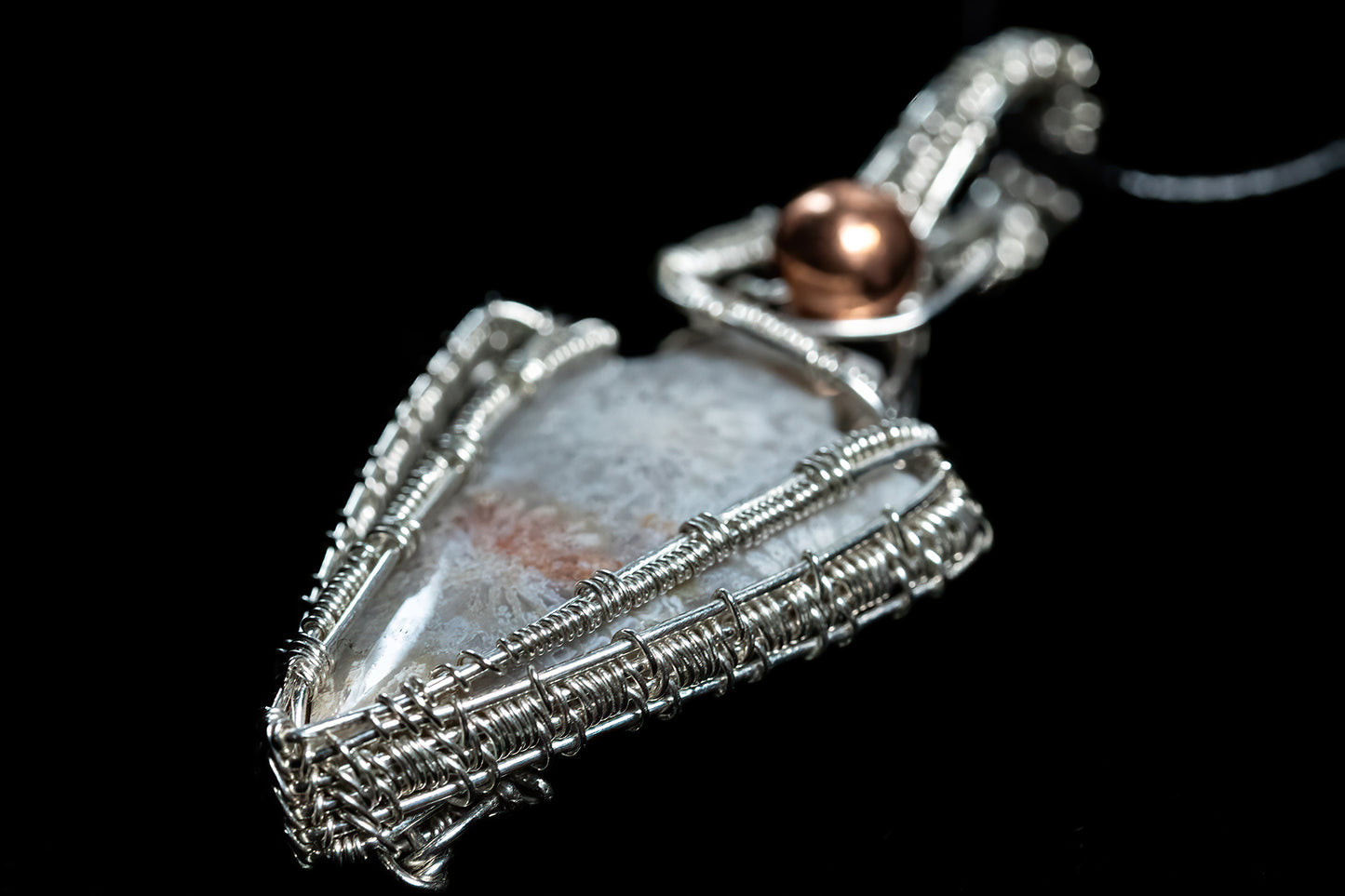 Indonesian Fossil Arrow with Copper Bead Accent in Sterling Silver