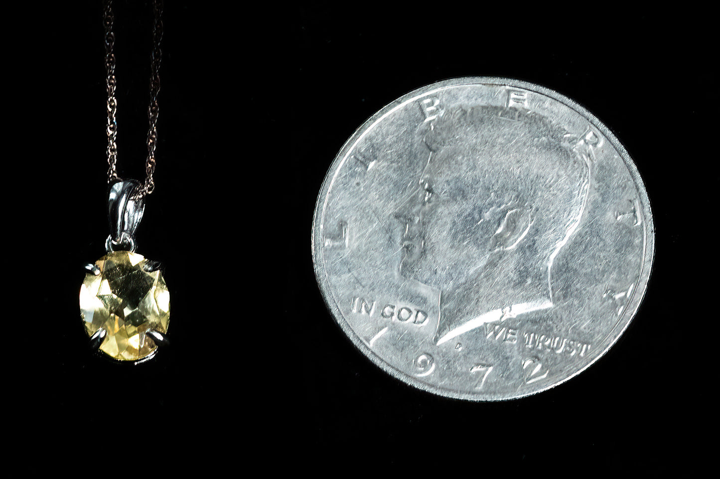 Pretty Little Citrine Oval Facet in Sterling Silver Setting with Silver Chain