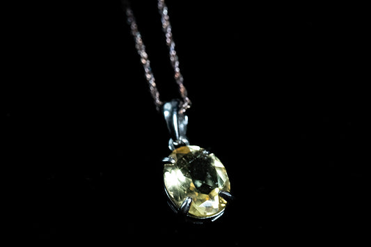 Pretty Little Citrine Oval Facet in Sterling Silver Setting with Silver Chain