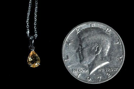 Pear Shape Golden Citrine Gemstone in Sterling Silver Setting with Silver Chain