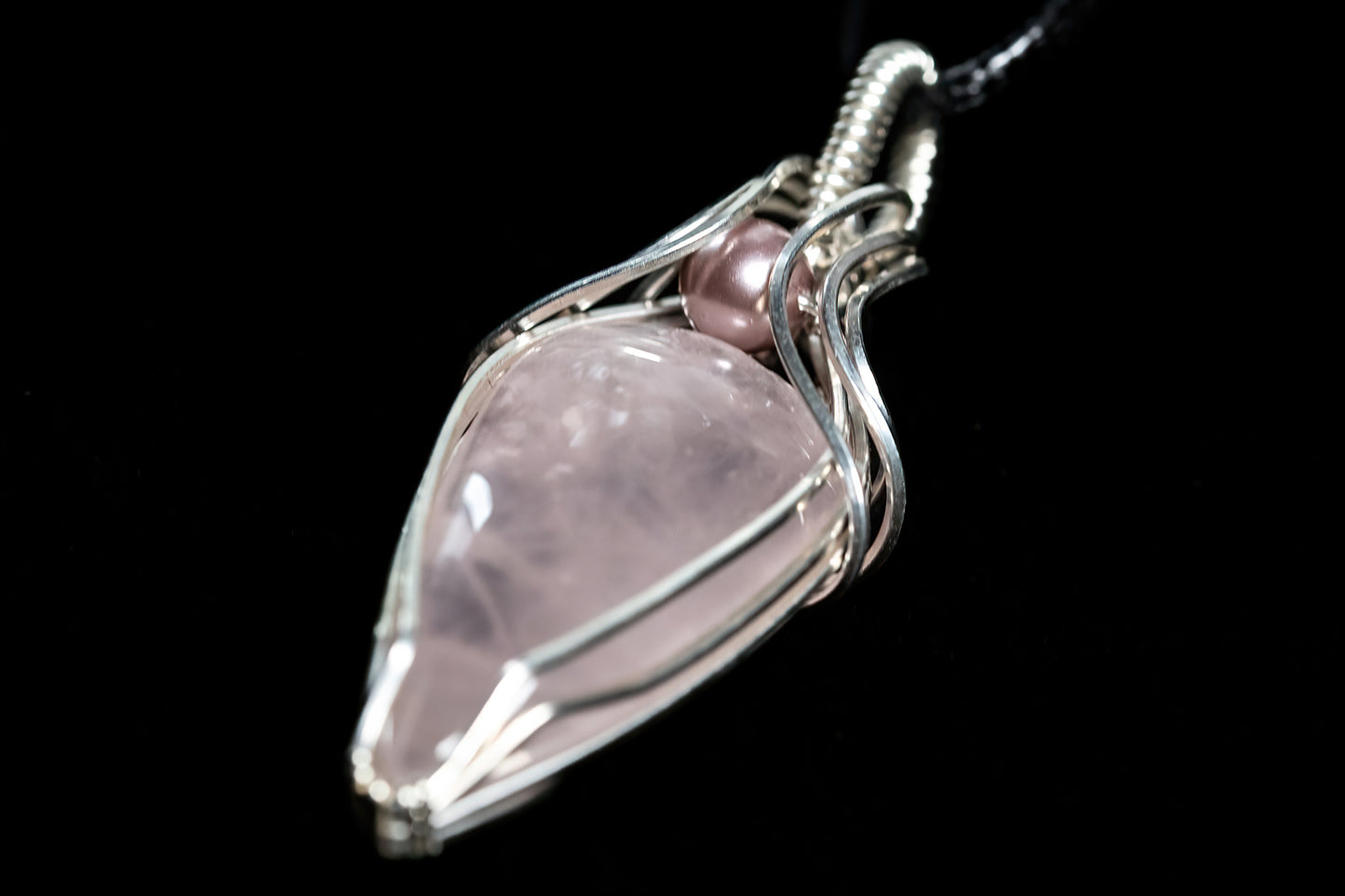 Dainty Rose Quartz and AAA Grade Pink Freshwater Pearl in Sterling Silver