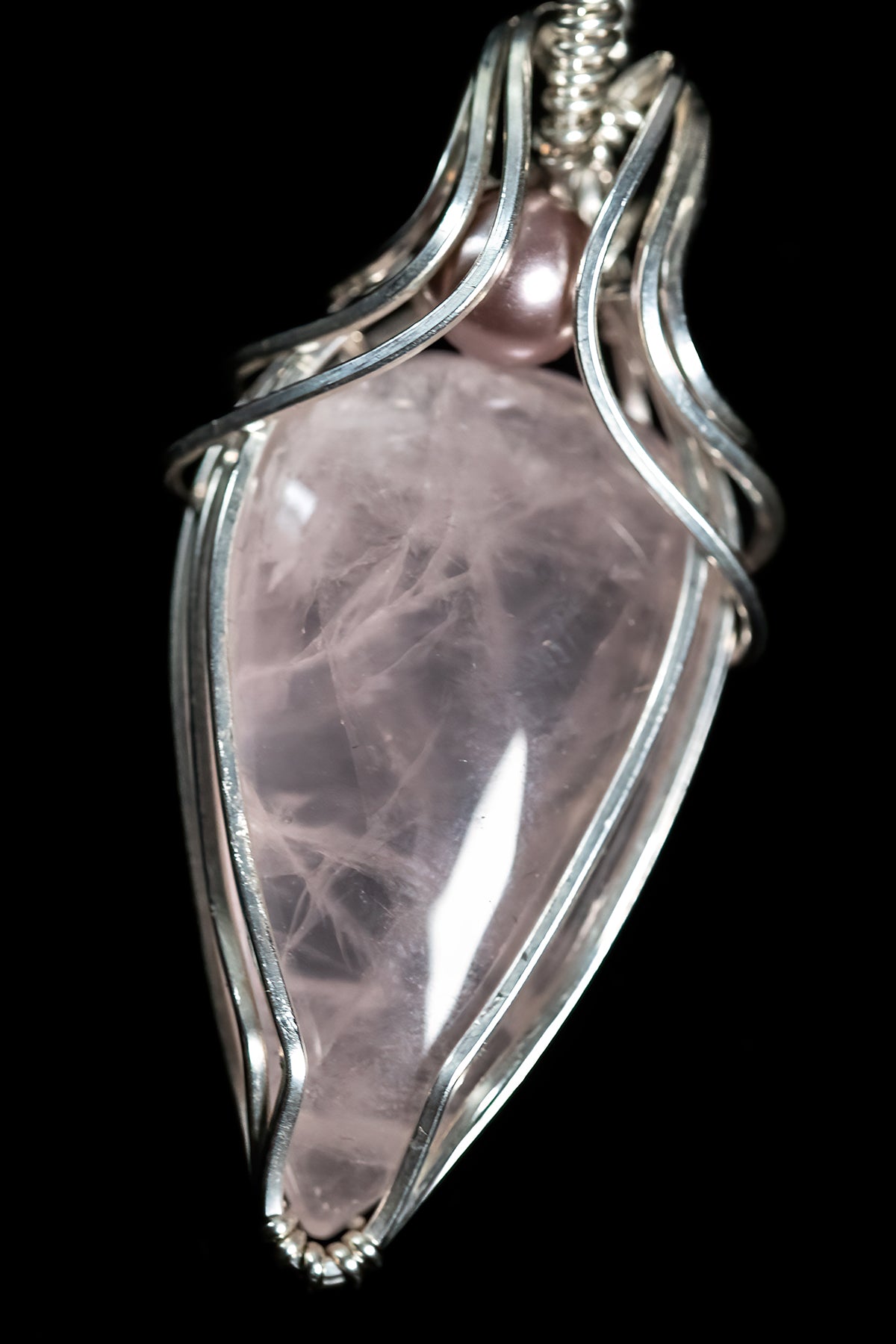 Dainty Rose Quartz and AAA Grade Pink Freshwater Pearl in Sterling Silver