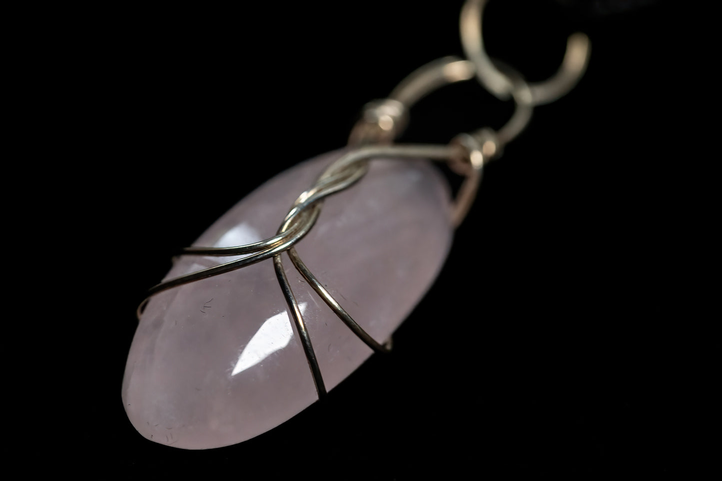 Oval Rose Quartz Cabochon in Sterling Silver