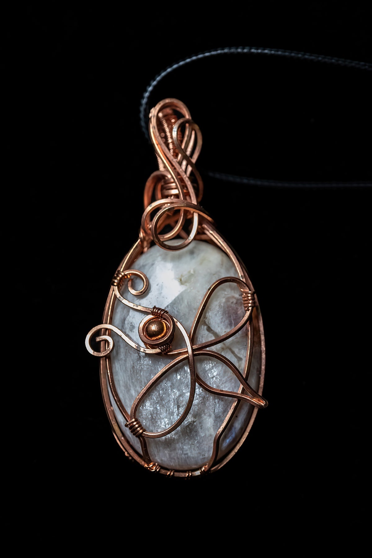 Cute Bumblebee Earring and Pendant Set with Belomorite Moonstone in Fine Copper