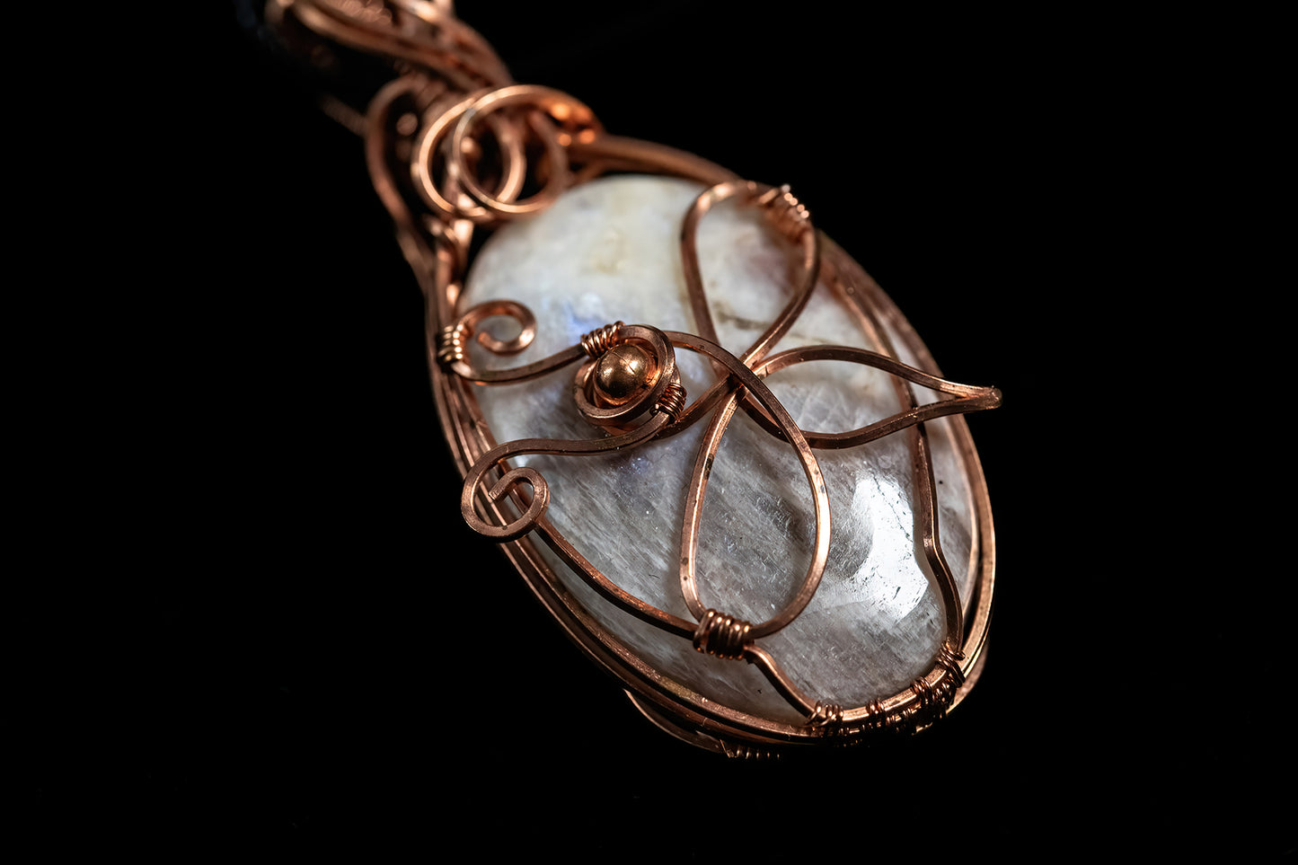 Cute Bumblebee Earring and Pendant Set with Belomorite Moonstone in Fine Copper