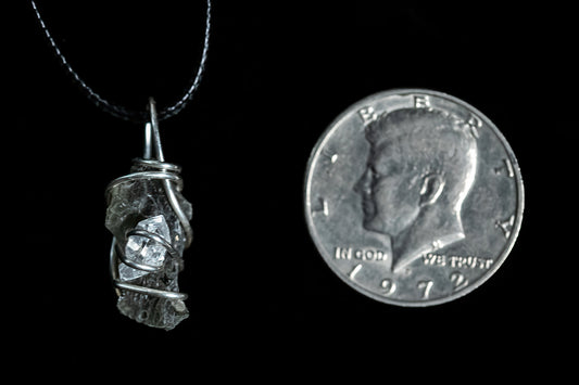 Moldavite and Herkimer Diamond in Sterling Silver