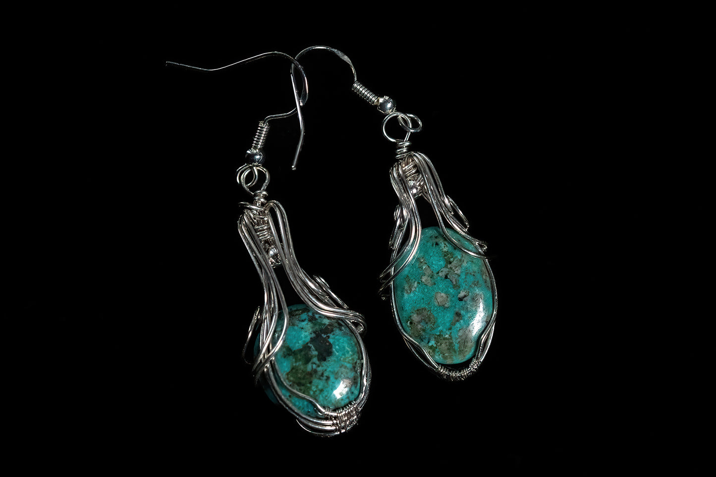 Tibetan Turquoise Earring and Pendant Set in Sterling Silver