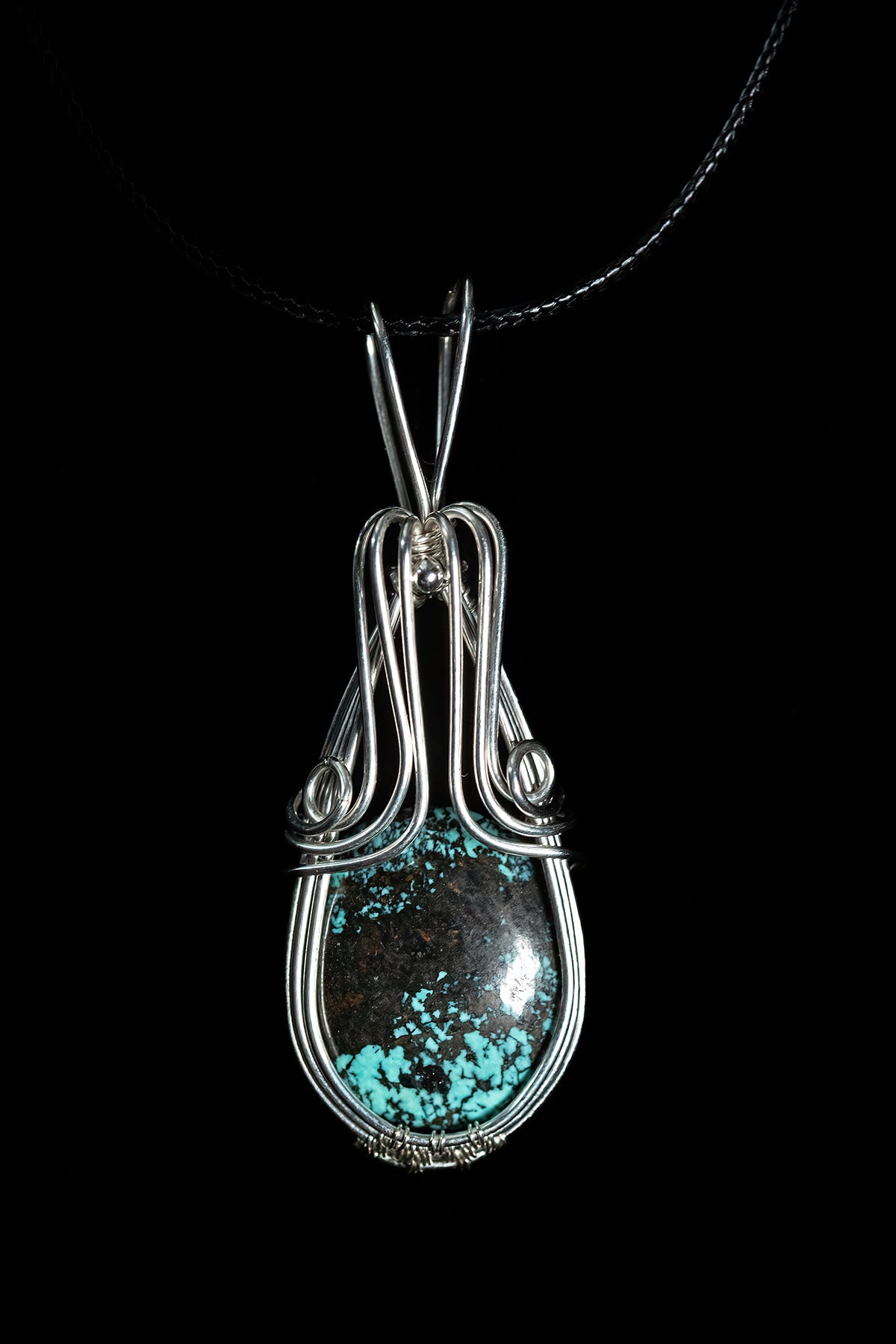 Tibetan Turquoise Earring and Pendant Set in Sterling Silver