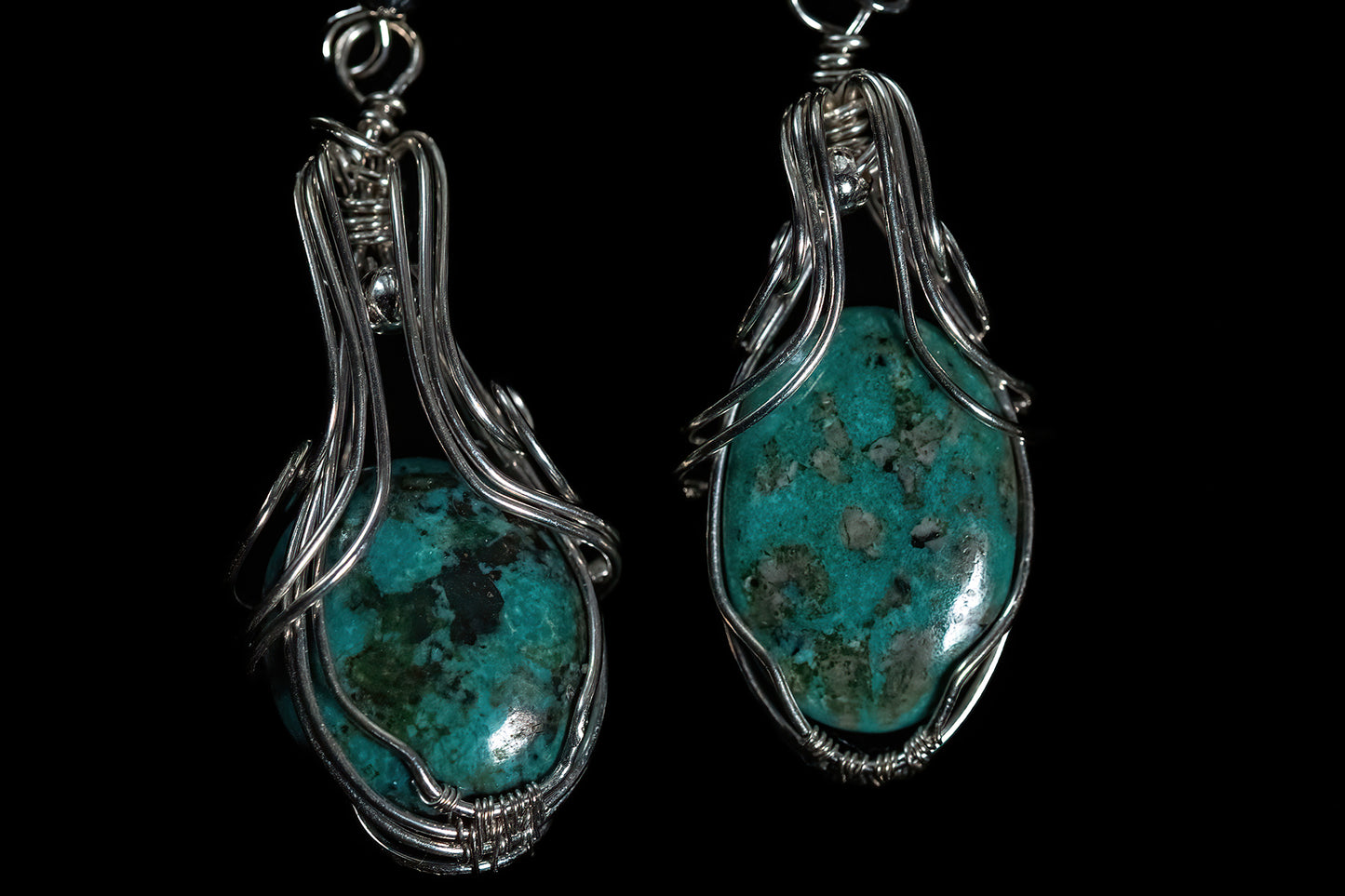 Tibetan Turquoise Earring and Pendant Set in Sterling Silver
