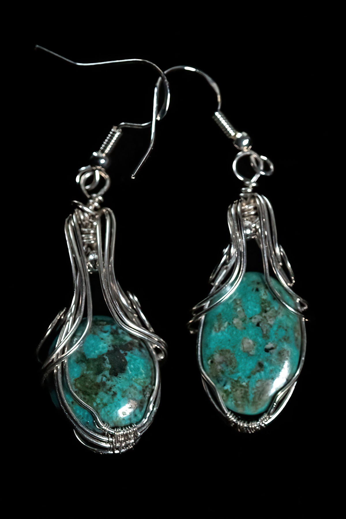 Tibetan Turquoise Earring and Pendant Set in Sterling Silver