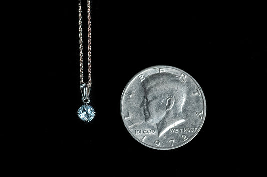 Faceted Blue Topaz Gemstone set in .925 Sterling Silver with Chain