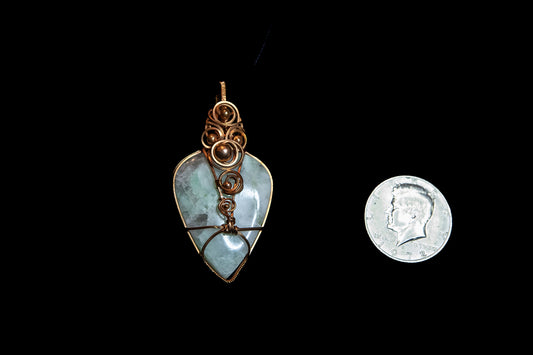 Gorgeous Green Moonstone wrapped in Fine Copper