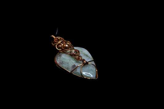 Gorgeous Green Moonstone wrapped in Fine Copper