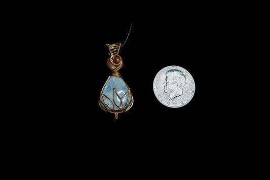 Moonstone and Dragon's Blood wrapped in Fine Copper