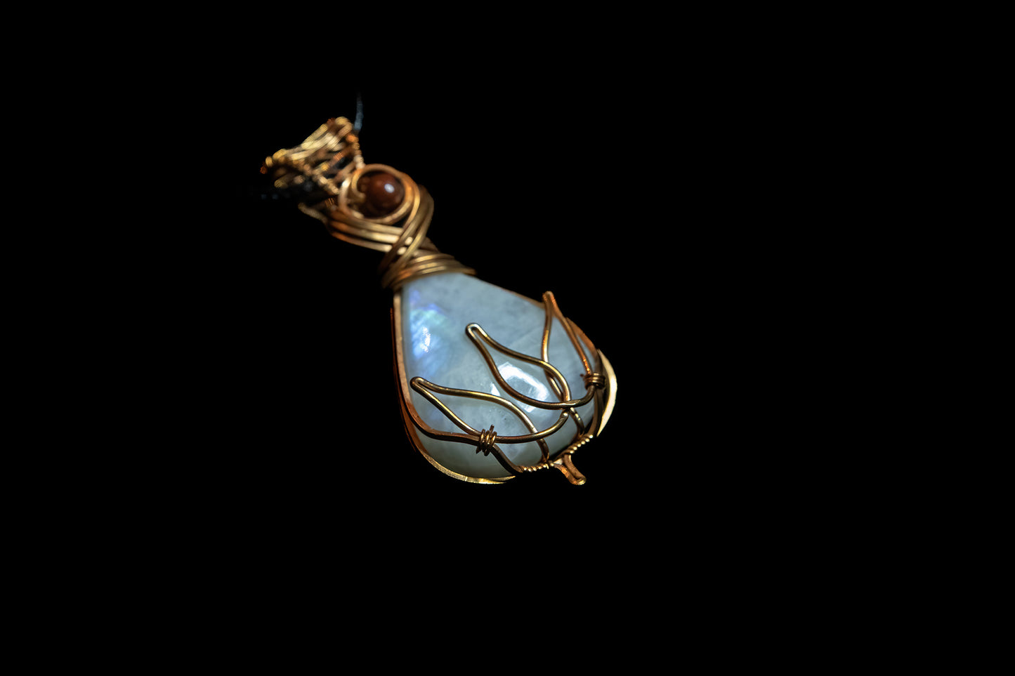 Moonstone and Dragon's Blood wrapped in Fine Copper