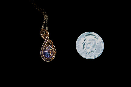 Beautiful Intaglio and Faceted Amethyst Swirled in Fine copper