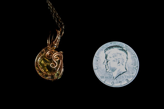 Golden Yellow Citrine Intaglio and Faceted Citrines wrapped in Fine Copper