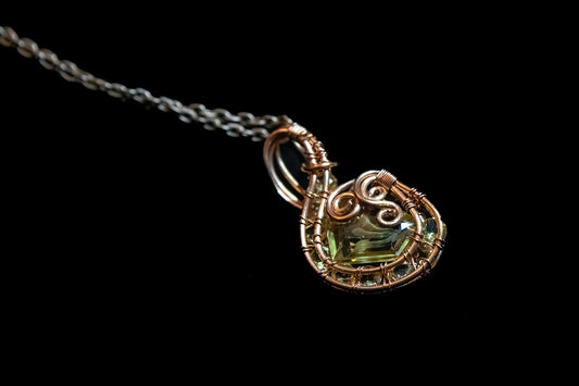 Golden Yellow Citrine Intaglio and Faceted Citrines wrapped in Fine Copper