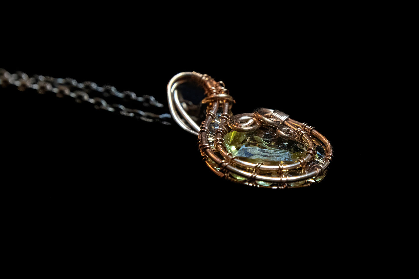 Golden Yellow Citrine Intaglio and Faceted Citrines wrapped in Fine Copper