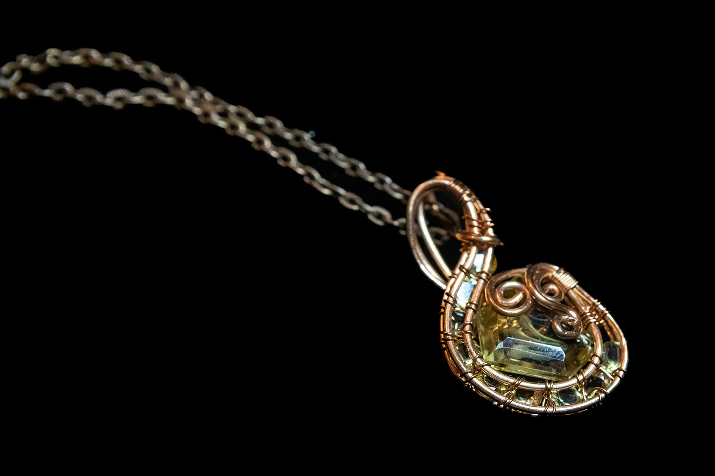 Golden Yellow Citrine Intaglio and Faceted Citrines wrapped in Fine Copper