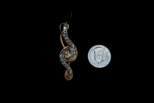 Blue and White Topaz wrapped in Fine Copper
