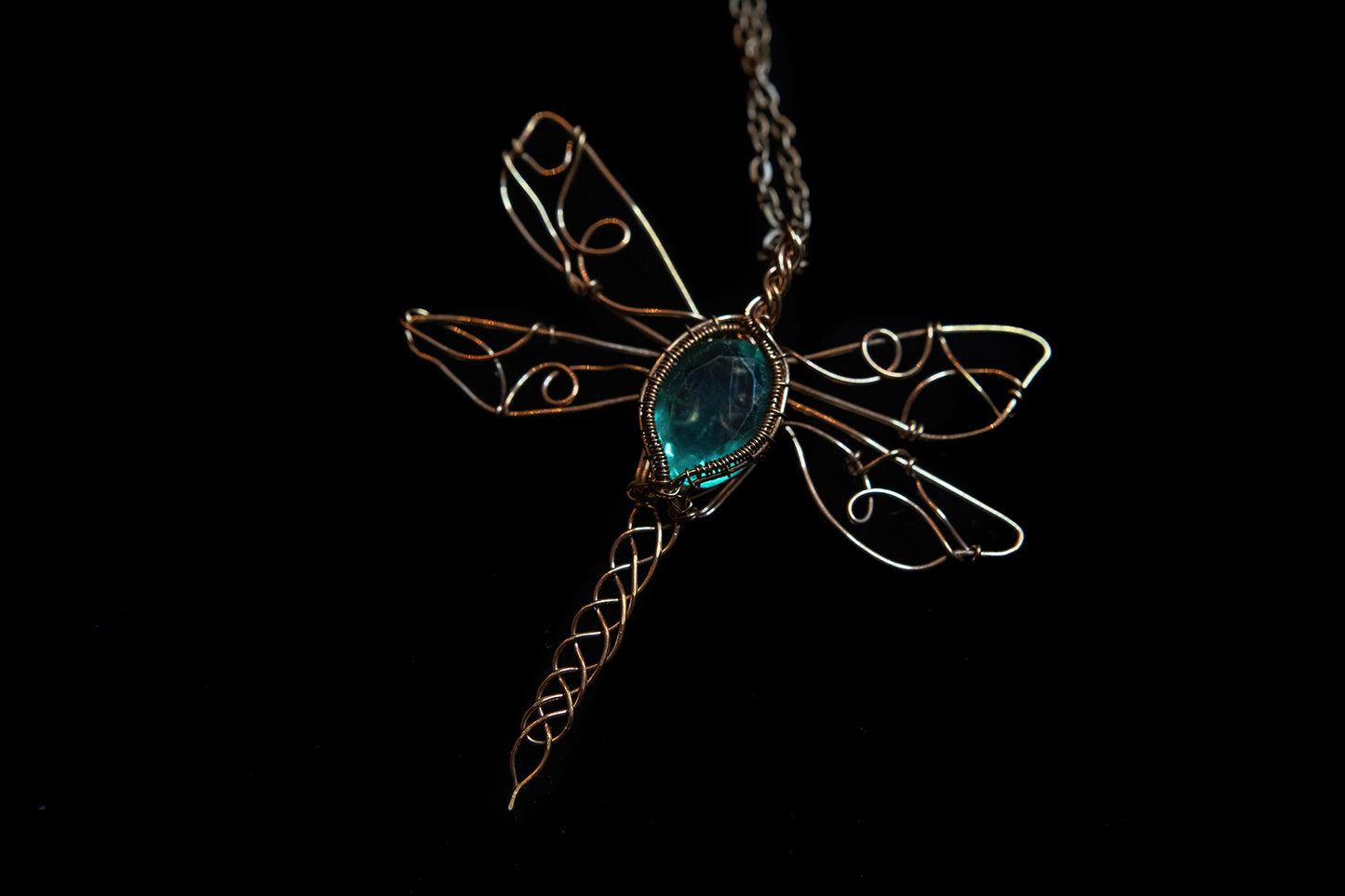Beautiful Fluorite Dragonfly wrapped in Fine Copper