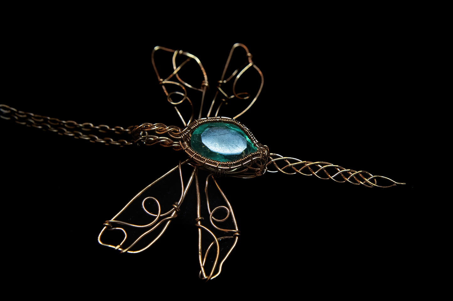 Beautiful Fluorite Dragonfly wrapped in Fine Copper