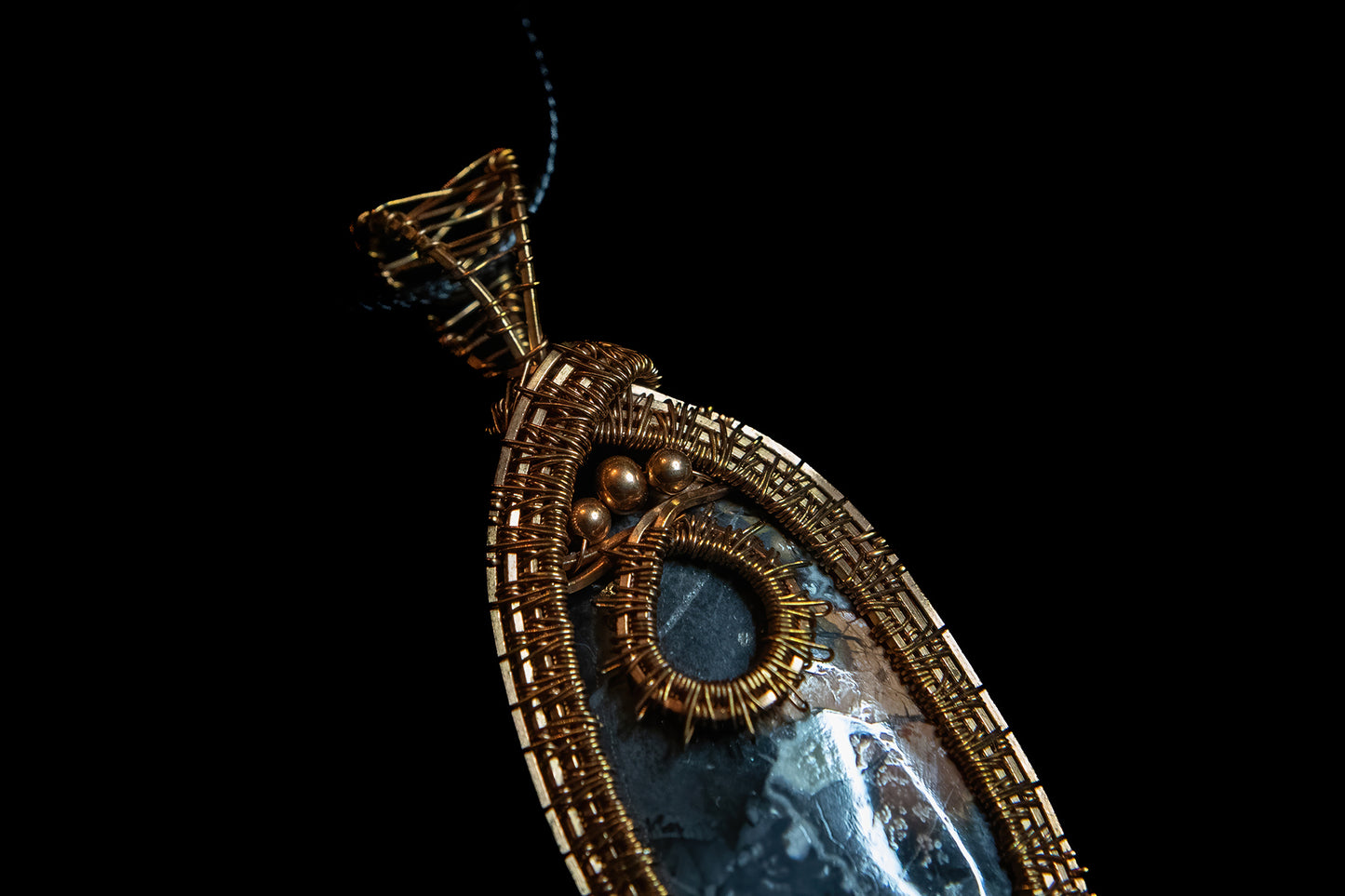 Large Statement Piece! Maligano Jasper Woven with Fine Copper