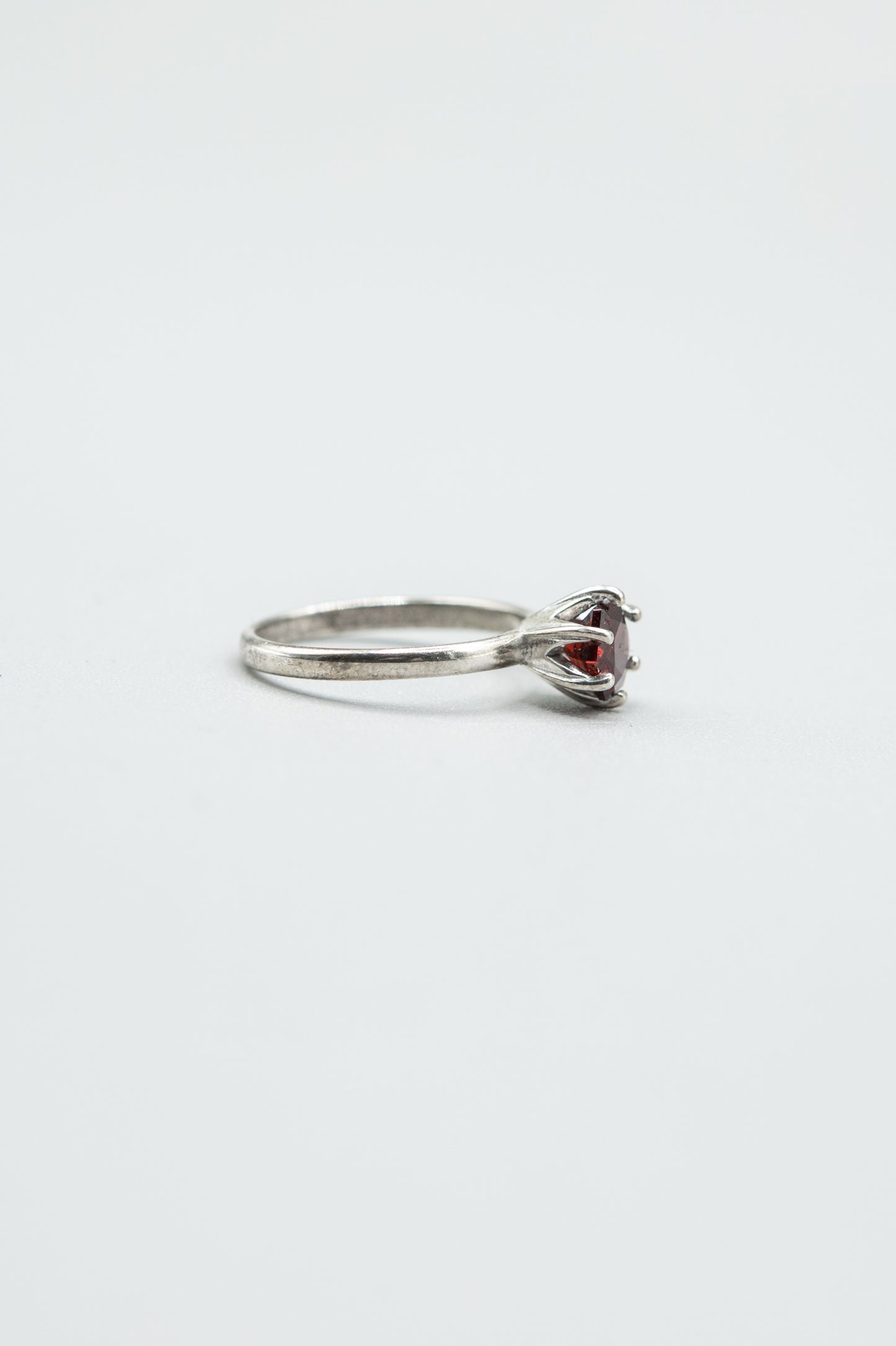 Garnet Hexagon Ring in Sterling Silver Size 7