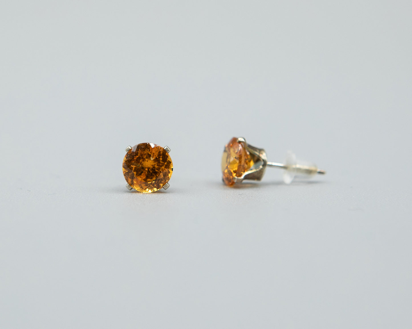Rare 6mm Spessartine Garnet Earrings in Sterling Posts