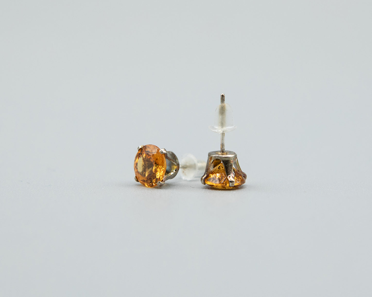 Rare 6mm Spessartine Garnet Earrings in Sterling Posts