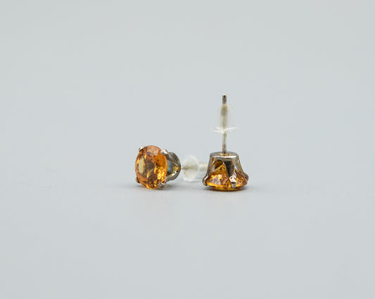 Rare 6mm Spessartine Garnet Earrings in Sterling Posts