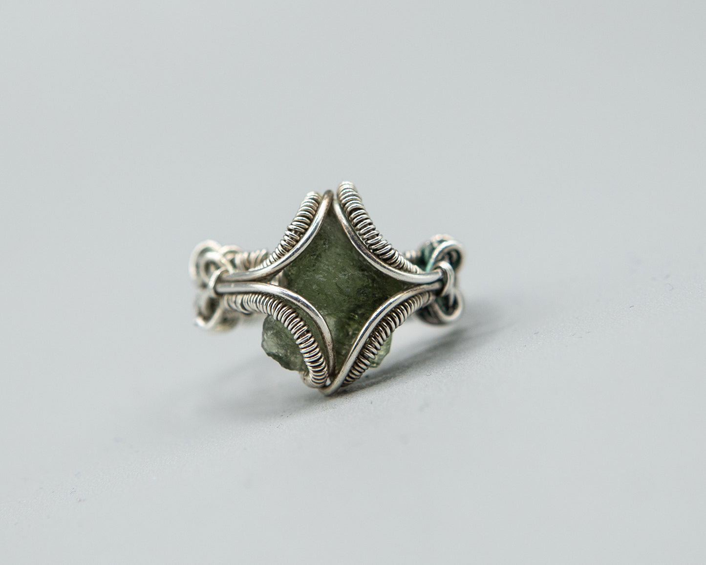 Moldavite Ring in Sterling Silver Size 7.5