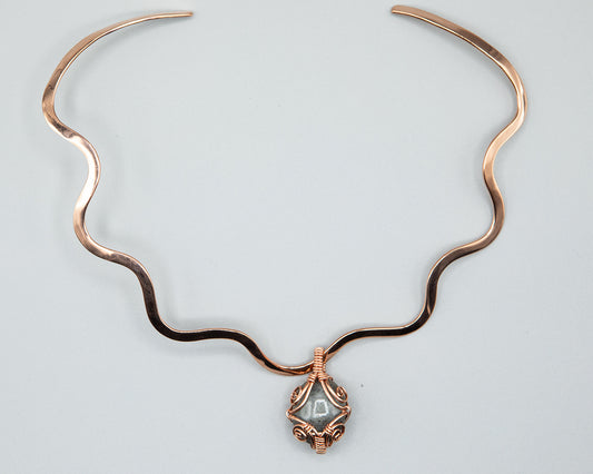 Fine copper wave collar with Ruby in Matrix Pendant