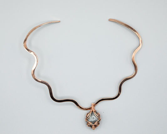 Fine copper wave collar with Ruby in Matrix Pendant