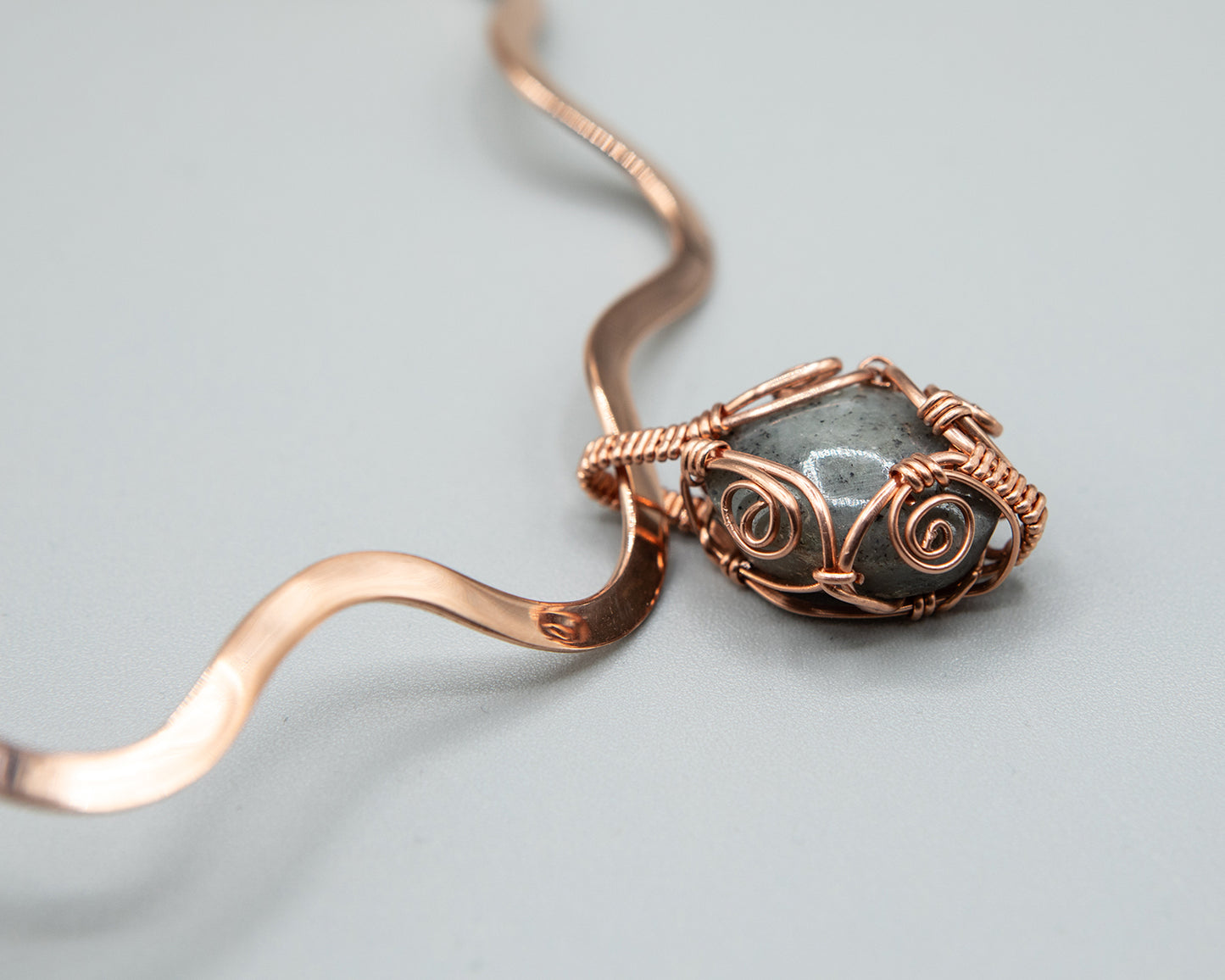 Fine copper wave collar with Ruby in Matrix Pendant