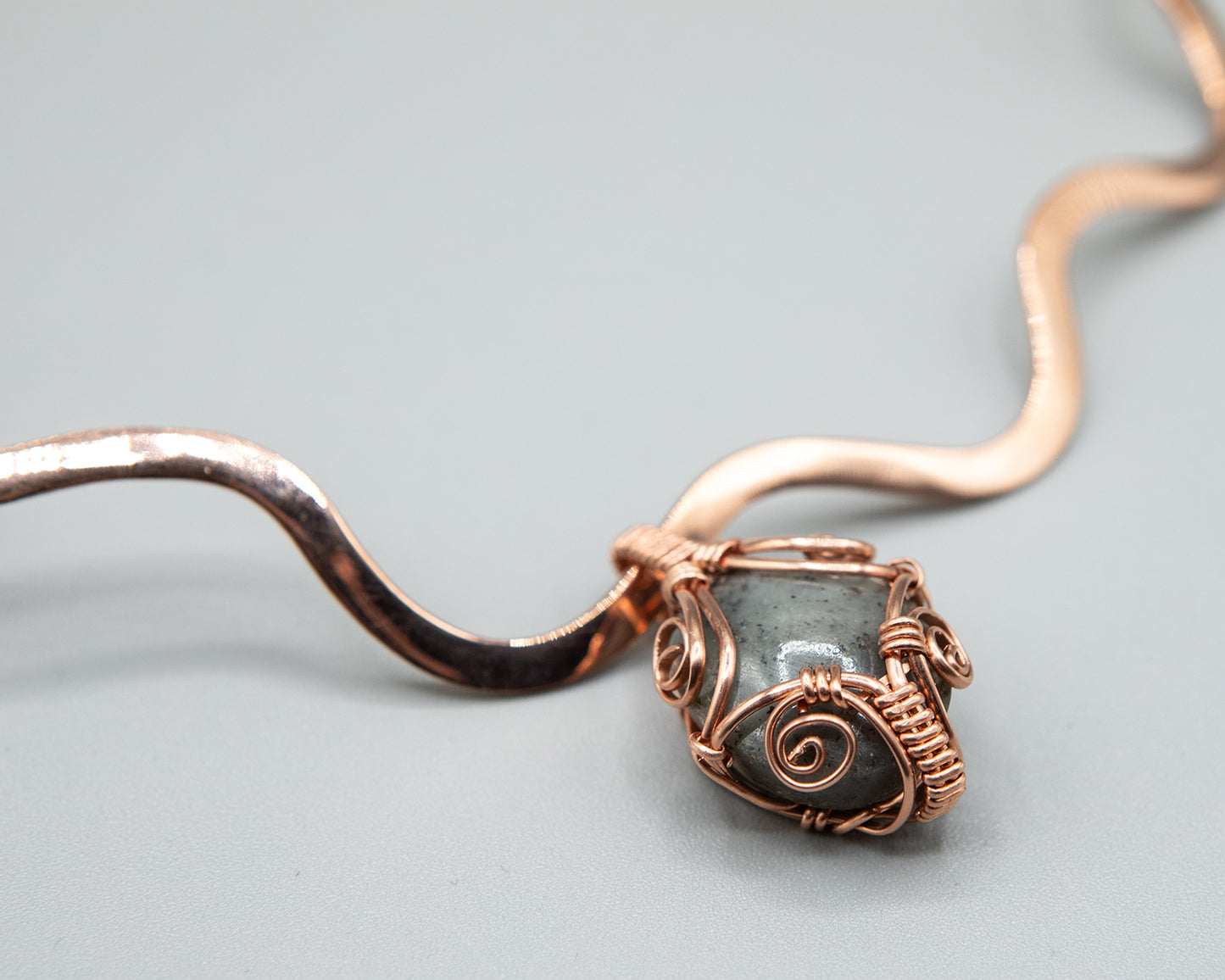 Fine copper wave collar with Ruby in Matrix Pendant