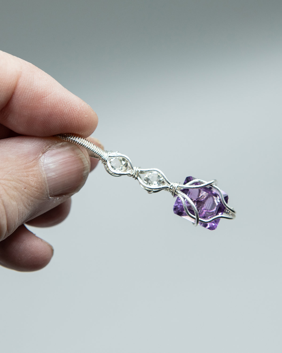 Amethyst and Yellow Labradorite Pendant in Sterling Silver