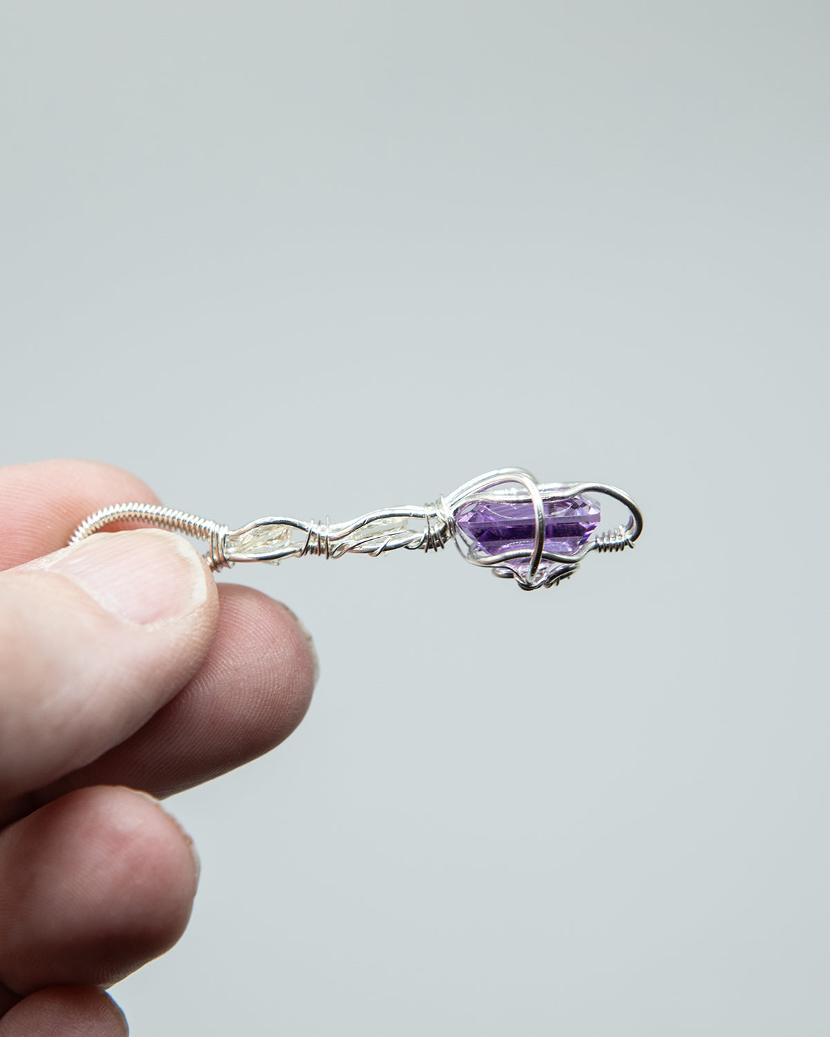 Amethyst and Yellow Labradorite Pendant in Sterling Silver
