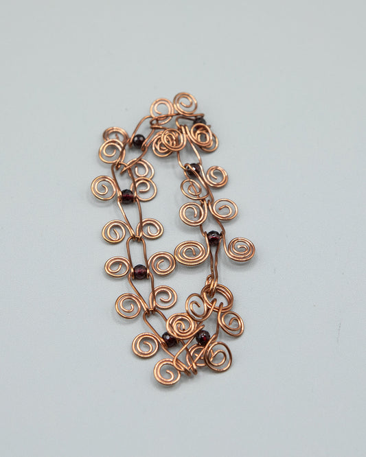 Copper and Garnet Bracelet and matching Earrings