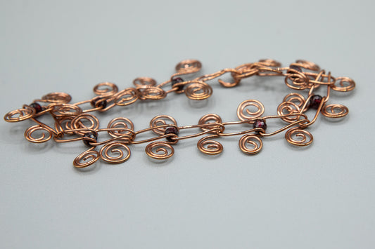 Copper and Garnet Bracelet and matching Earrings