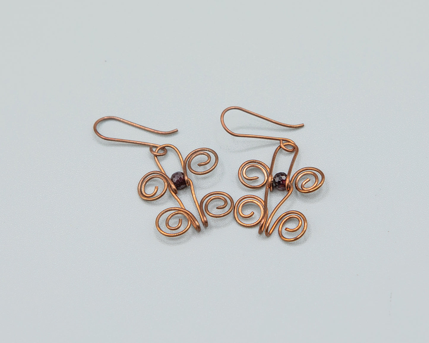 Copper and Garnet Bracelet and matching Earrings