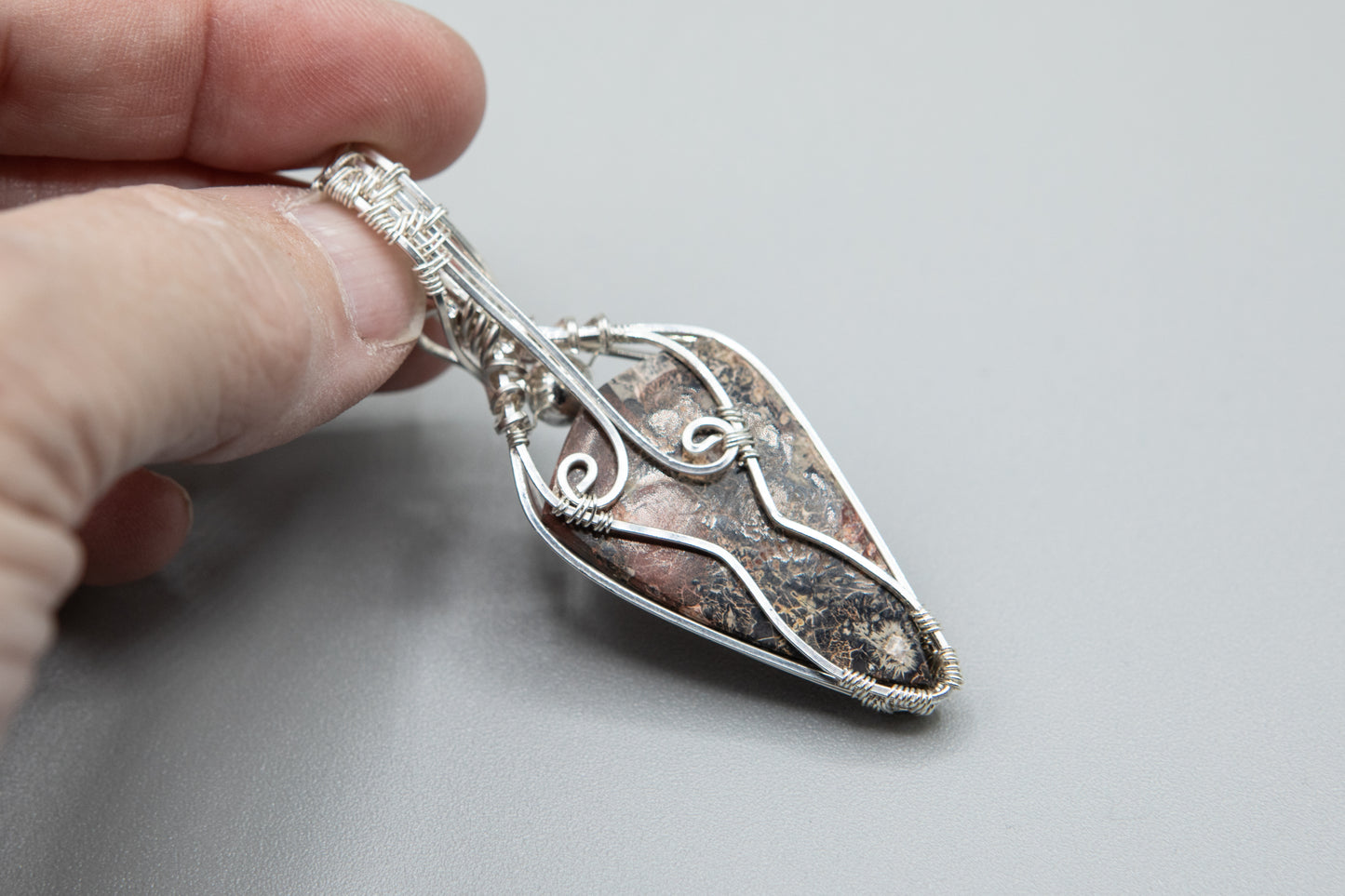 Gorgeous Galaxy Rhyolite wrapped in Sterling Silver