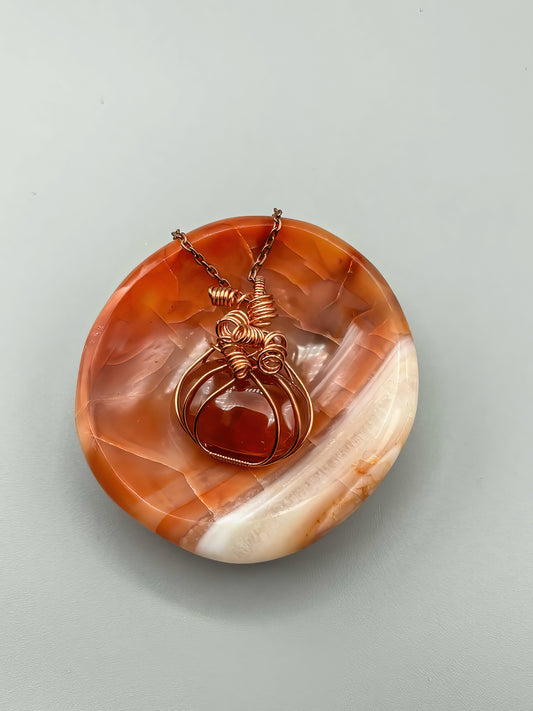 Carnelian Pumpkin Pendant in Copper