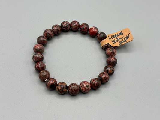 7 inch Leopard Skin Jasper Beaded Bracelet