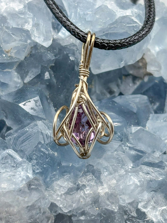 Petite Amethyst Nestled in a Sterling Silver Cage