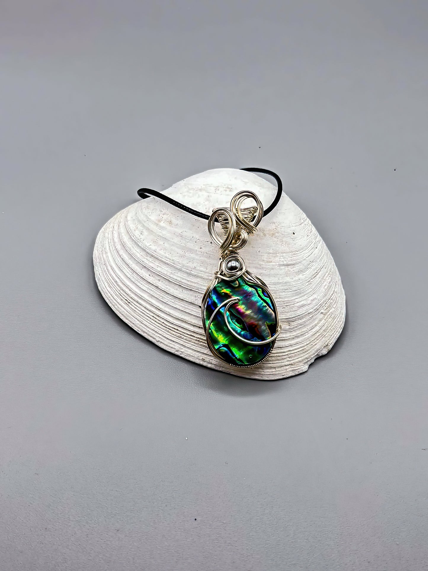 Abalone and AAA Grey Pearl in Sterling Silver